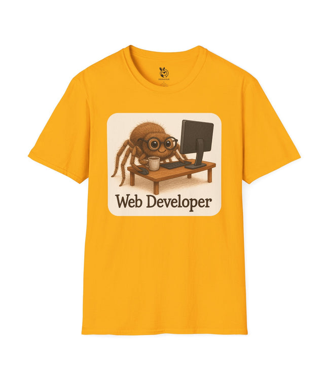 Web Developer Unisex T-Shirt in Gold .