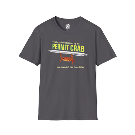 Permit Crab Soft Cotton Unisex T-Shirt in Charcoal .