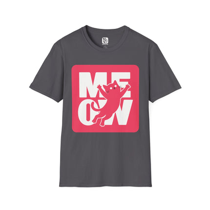 MEOW Cat Unisex T-Shirt in Charcoal .
