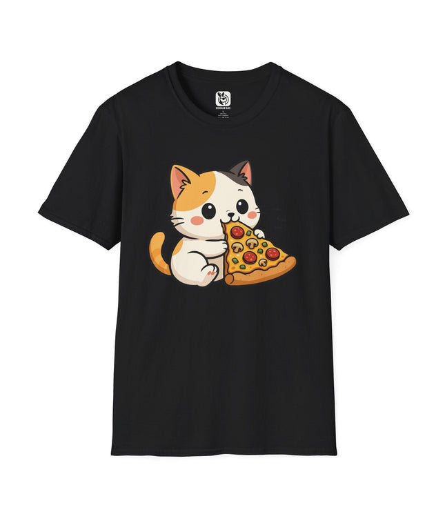Nom Nom Cute Kitty Unisex T-Shirt in Black .