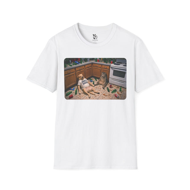 Party Hard Pets Unisex Soft Cotton T-Shirt in White .