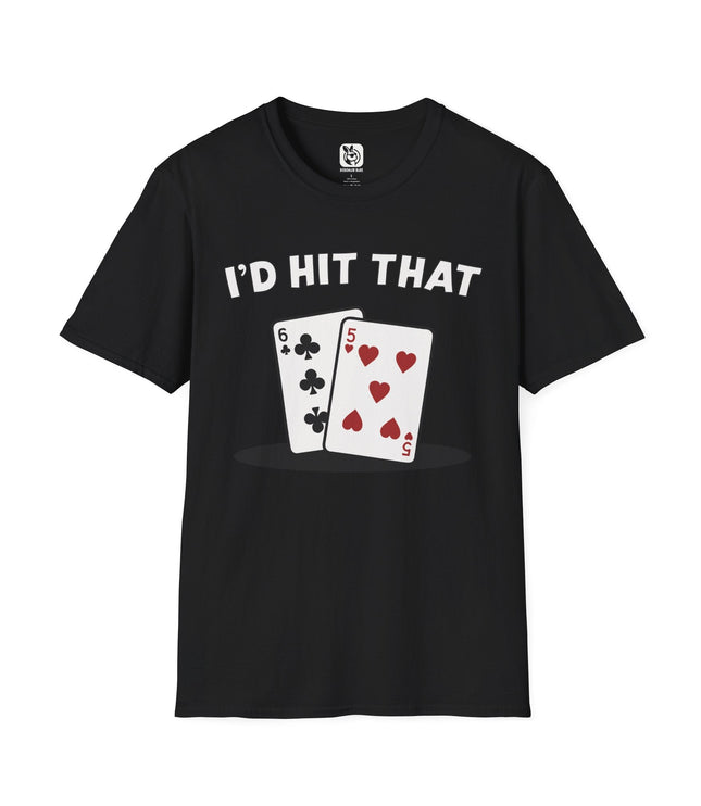 I'd Hit That Blackjack Unisex T-Shirt in Black .