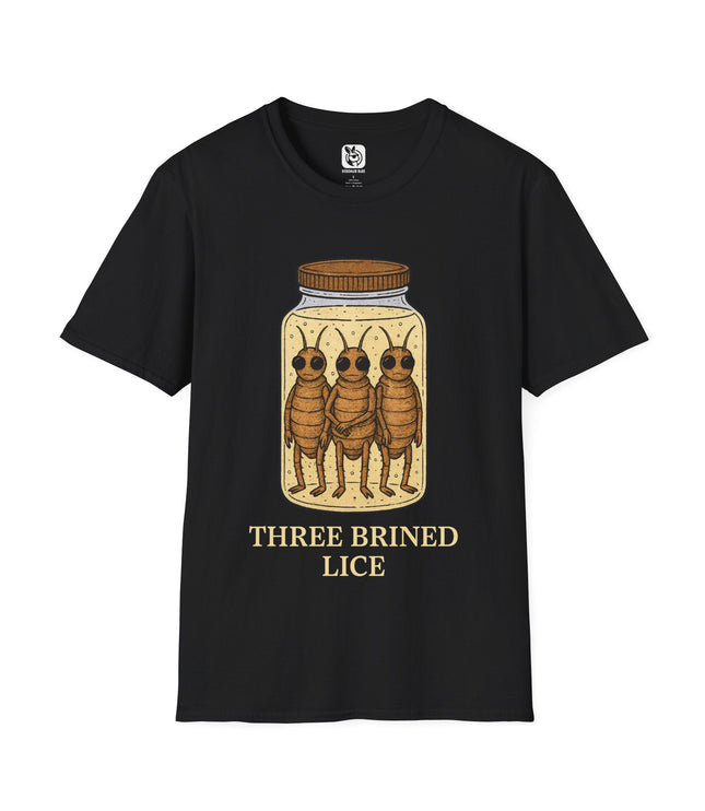 Three Brined Lice Unisex T-Shirt in Black .