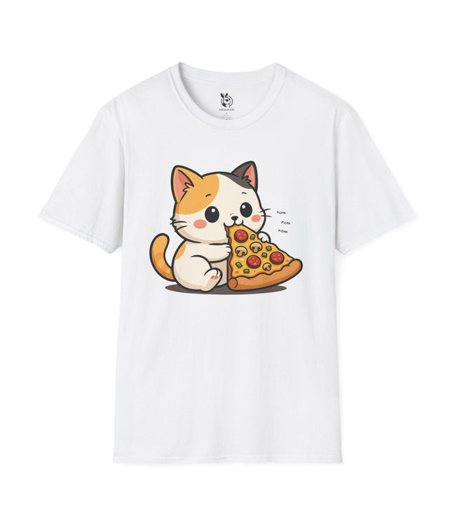 Nom Nom Cute Kitty Unisex T-Shirt in White .