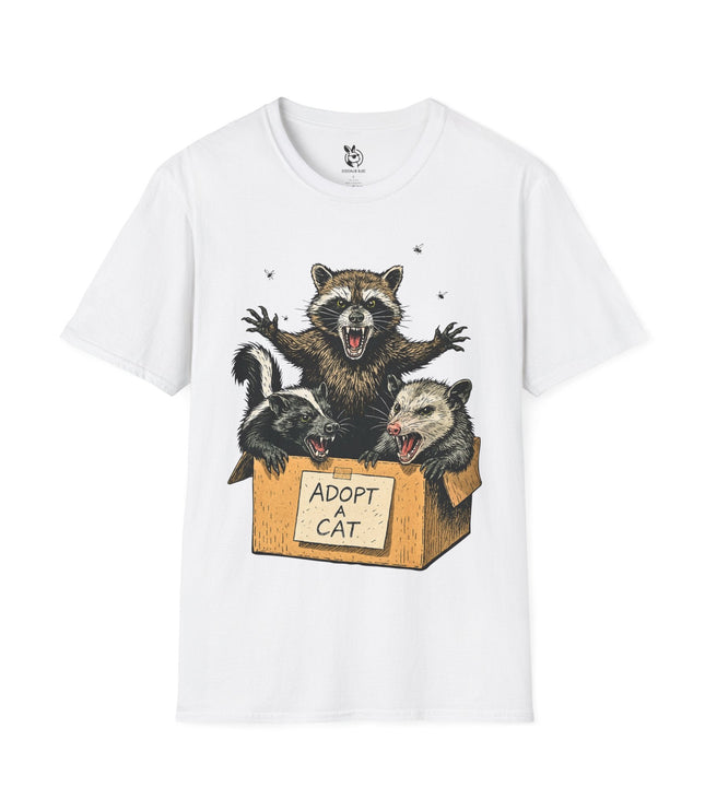 Adopt A Cat Unisex T-Shirt in White .