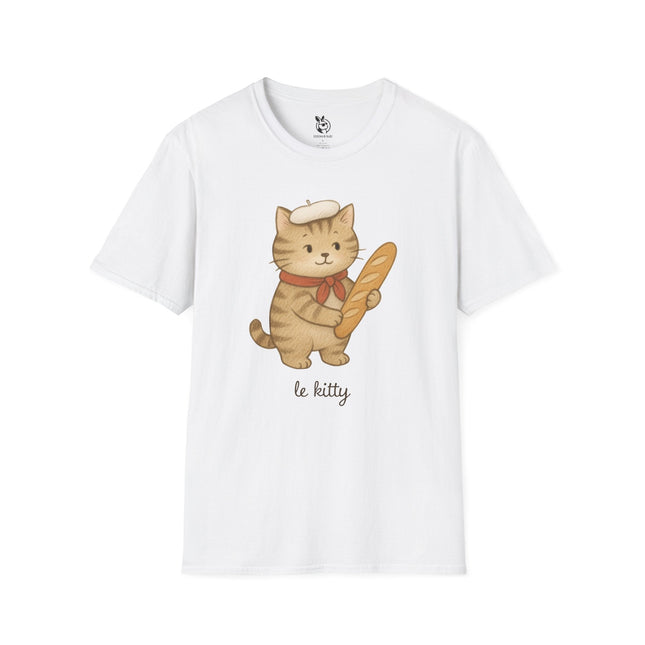 Baguette Kitty Unisex T-Shirt in White .