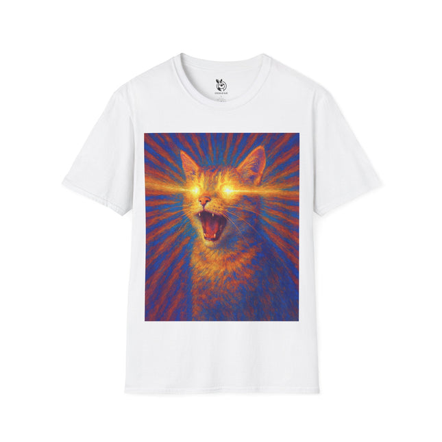 Caffeine Cat Psychedelic T-Shirt in White .