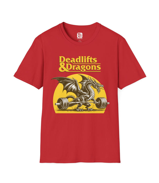 Deadlifts and Dragons Unisex T-Shirt in Red .