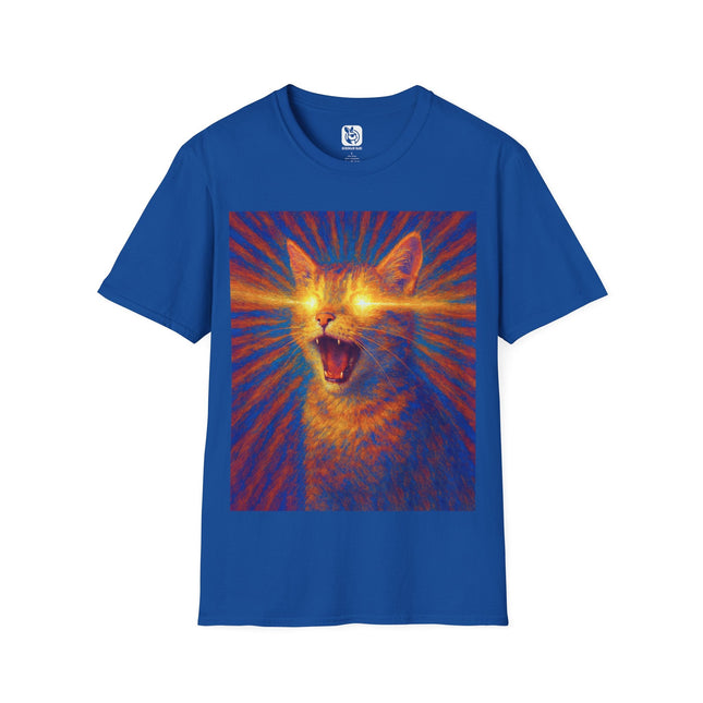 Caffeine Cat Psychedelic T-Shirt in Royal .