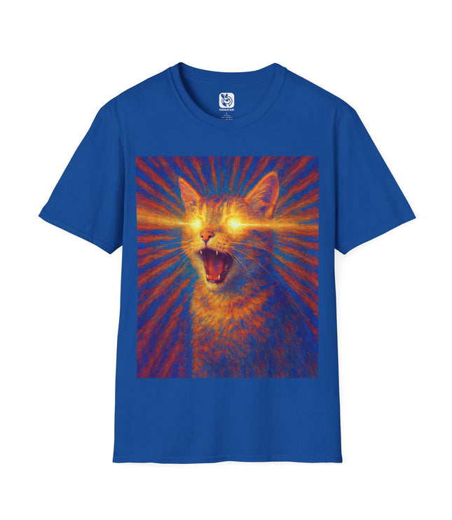 Caffeine Cat Psychedelic T-Shirt in Royal .