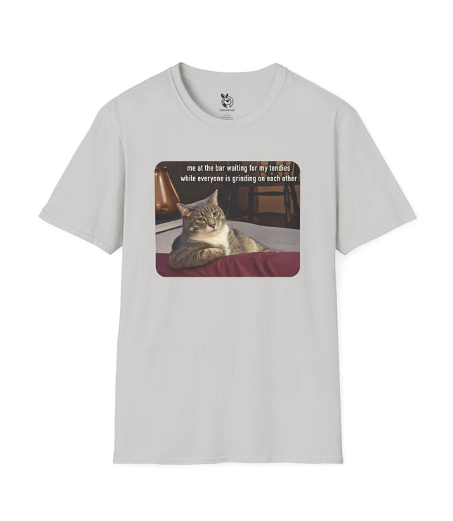 Just Waiting For My Tendies Unisex T-Shirt in Ice Grey .