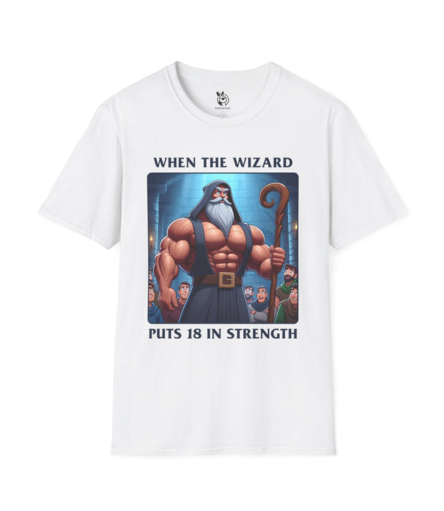 18 Strength Wizard Unisex T-Shirt in White .