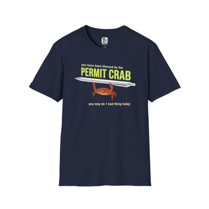 Permit Crab Soft Cotton Unisex T-Shirt in Navy .