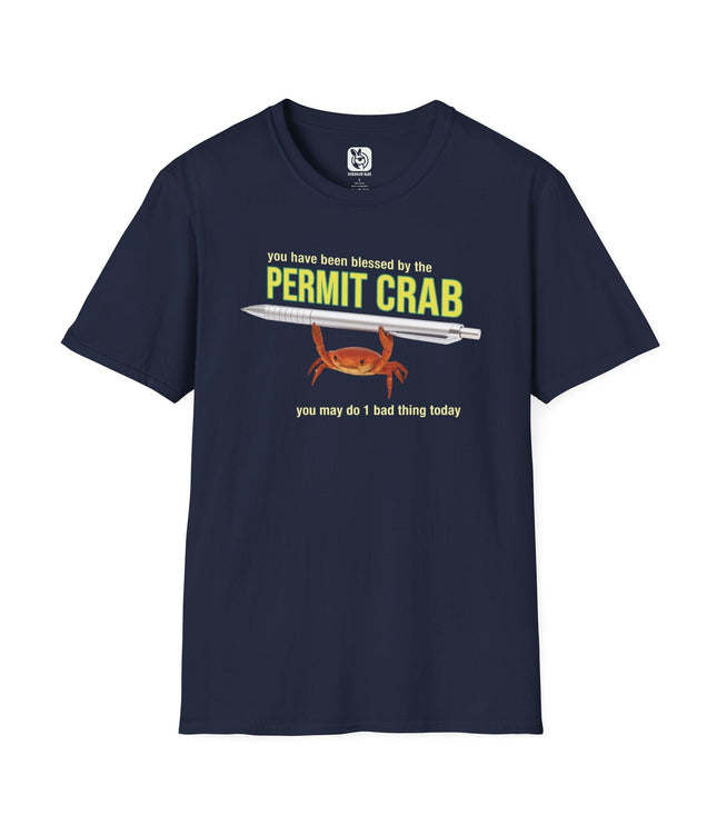 Permit Crab Soft Cotton Unisex T-Shirt in Navy .