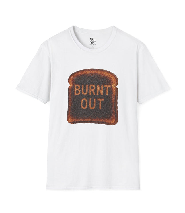 BURNT OUT Unisex T-Shirt in White .