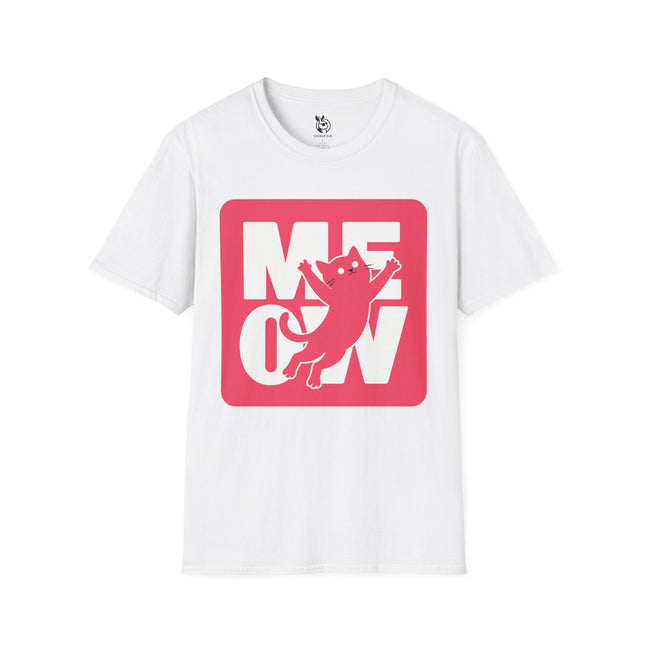 MEOW Cat Unisex T-Shirt in White .