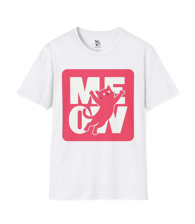 MEOW Cat Unisex T-Shirt in White .