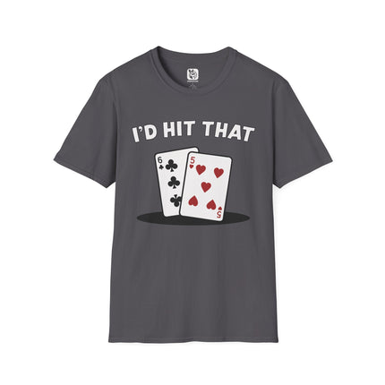 I'd Hit That Blackjack Unisex T-Shirt in Charcoal .