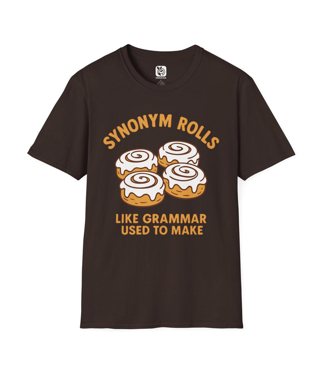 Synonym Rolls Unisex T-Shirt in Dark Chocolate .