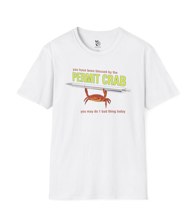 Permit Crab Soft Cotton Unisex T-Shirt in White .