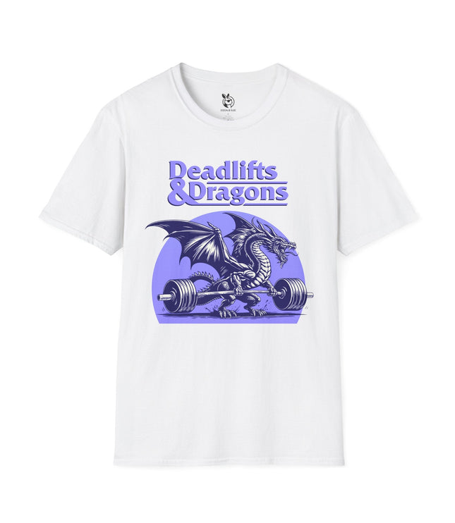 Deadlifts and Dragons Unisex T-Shirt in White .
