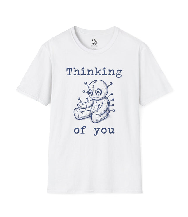 Thinking of You Voodoo Unisex Soft Cotton T-Shirt in White .