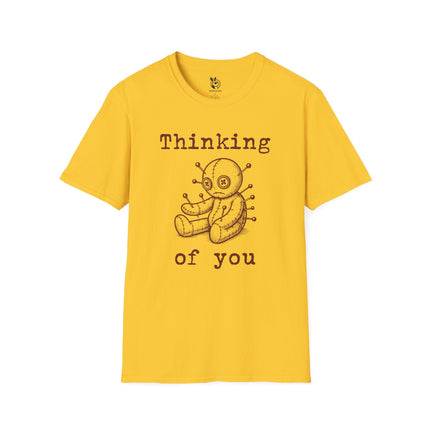 Thinking of You Voodoo Unisex Soft Cotton T-Shirt in Daisy .