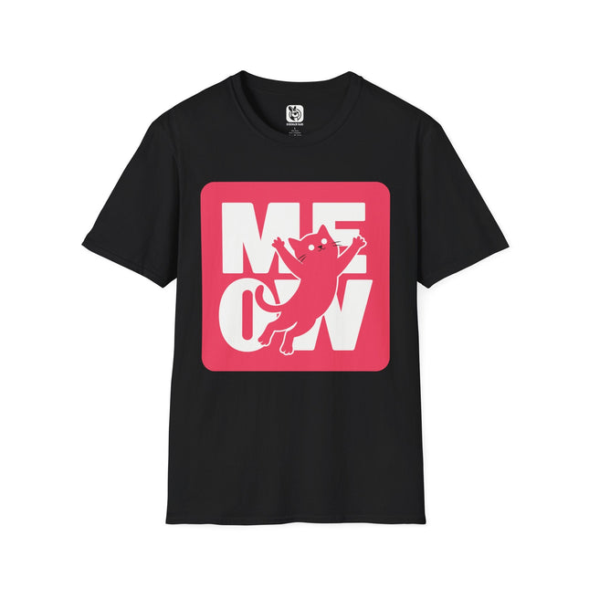 MEOW Cat Unisex T-Shirt in Black .
