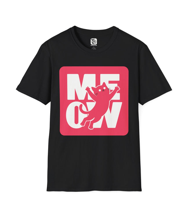 MEOW Cat Unisex T-Shirt in Black .
