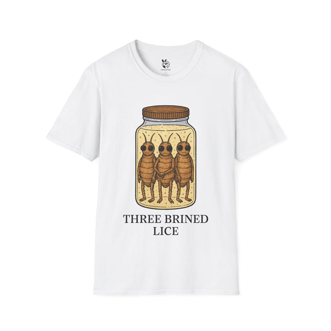 Three Brined Lice Unisex T-Shirt in White .