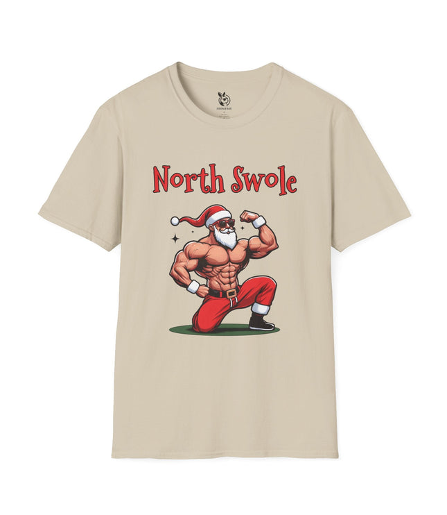 North Swole Santa Unisex T-Shirt in Sand .