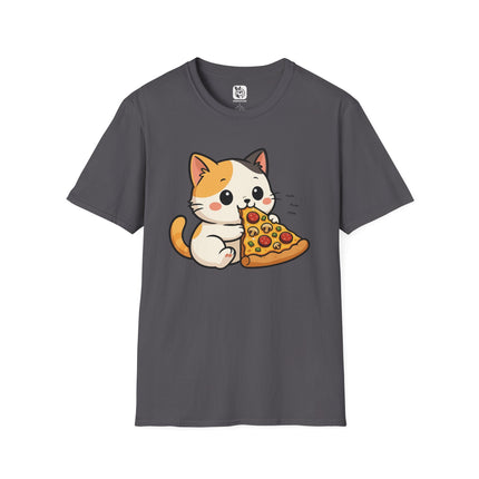 Nom Nom Cute Kitty Unisex T-Shirt in Charcoal .