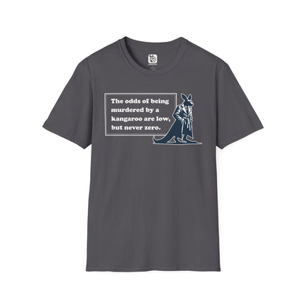 Odds of a Kangaroo Unisex T-Shirt in Charcoal .