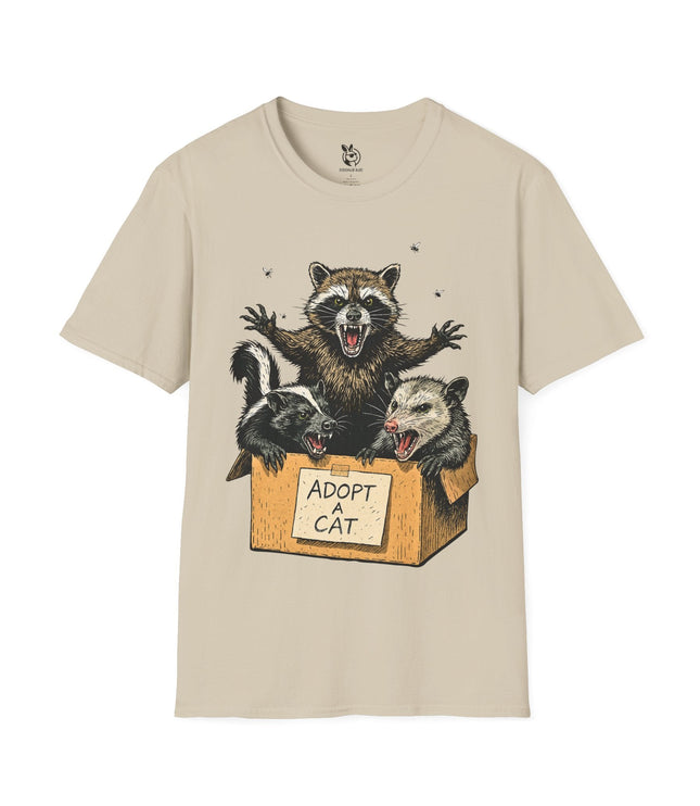 Adopt A Cat Unisex T-Shirt in Sand .
