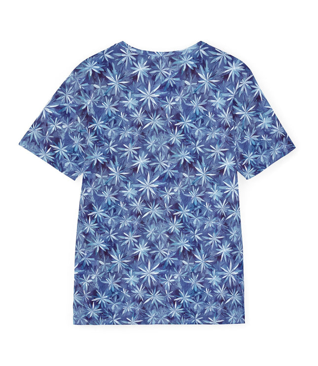 The back of a soft polyester sports jersey featuring a sapphire pattern of starbursts.