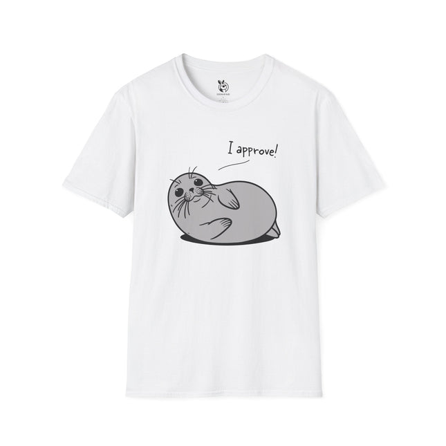 Seal of Approval Unisex T-Shirt in White .