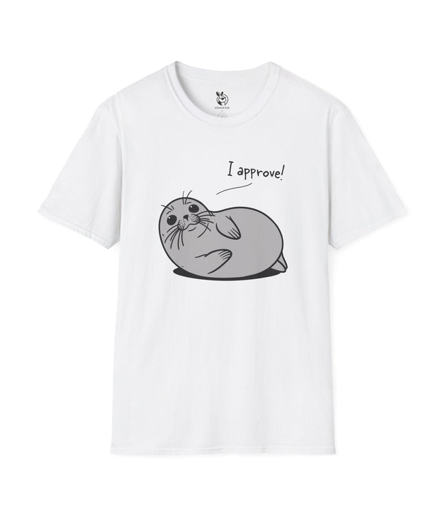 Seal of Approval Unisex T-Shirt in White .