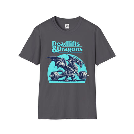 Deadlifts and Dragons Unisex T-Shirt in Charcoal .